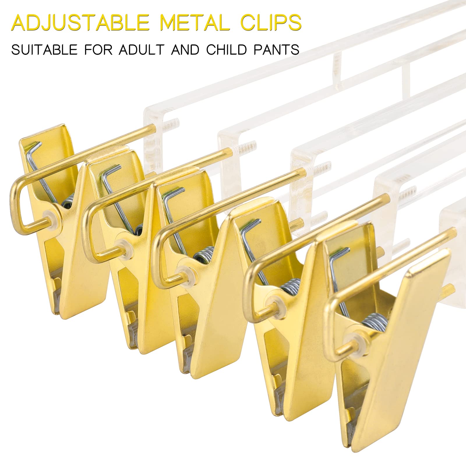 Besser 15 Pack Gold Clear Hangers,Acrylic Clothes Hangers,Skirt Dress Hanger With Gold Clips,Pants Hangers For Closet Storage